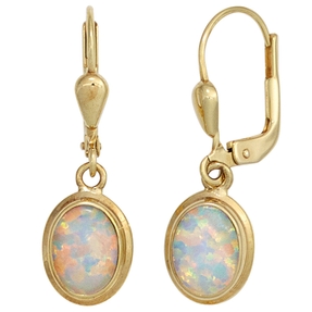Ohrringe Ohrhänger Boutons mit Opal oval 333 Gold Gelbgold Ohrschmuck Damen Ohrringe Ohrhänger Boutons mit Opal oval 333 Gold Gelbgold Ohrschmuck Damen