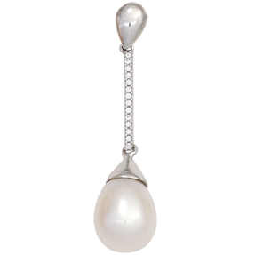 Anhänger mit Süßwasser Perle & 14 Diamanten 585 Gold Weißgold Damen Anhänger mit Süßwasser Perle & 14 Diamanten 585 Gold Weißgold Damen
