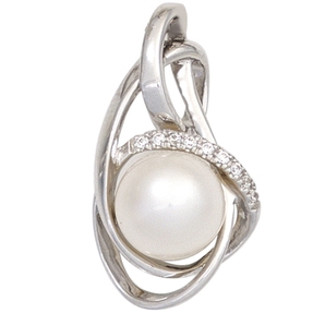 Anhänger mit Süßwasser Zuchtperle weiß & Brillanten 585 Gold Weißgold Damen