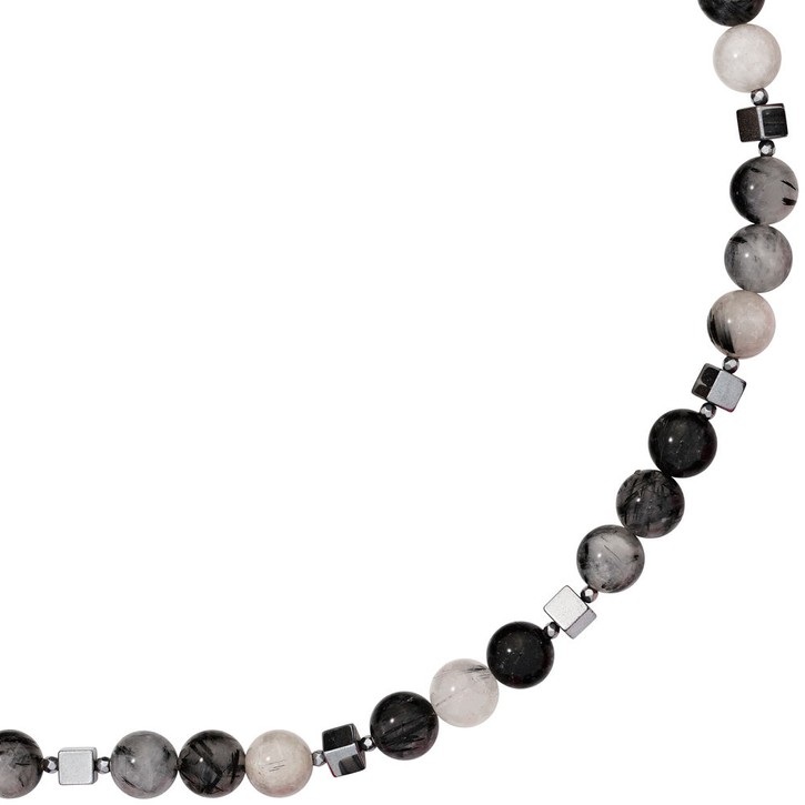 Collier aus Rutilquarz grau-schwarz 45cm