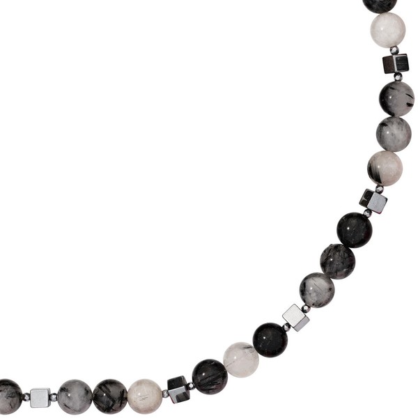Collier aus Rutilquarz grau-schwarz 45cm