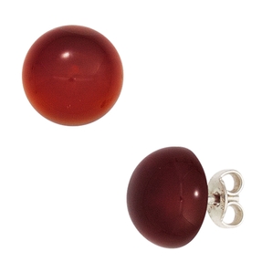 Ohrstecker aus Karneol Carneol rot-braun 10mm 925 Silber Ohrschmuck Damen