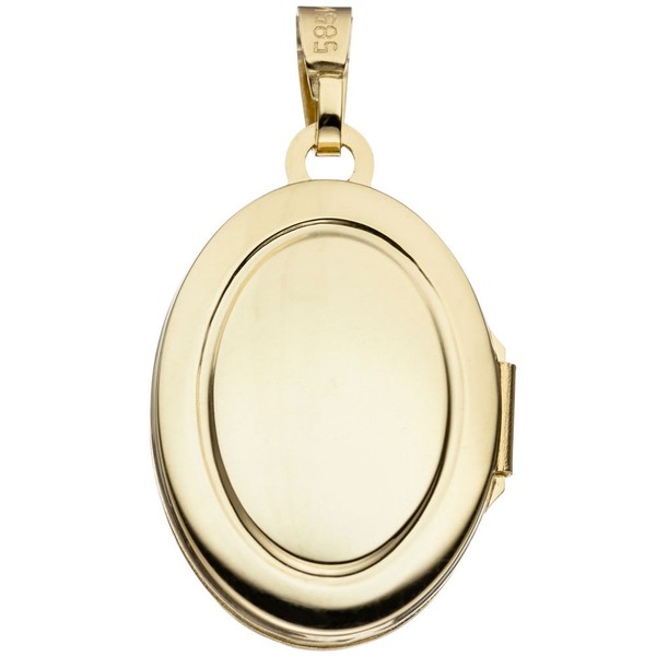 Medaillon Gravur Sternchen 585 Gelbgold oval