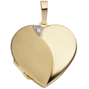 Medaillon Anhänger Amulett Herz zum Öffnen 585 Gold Gelbgold für Damen