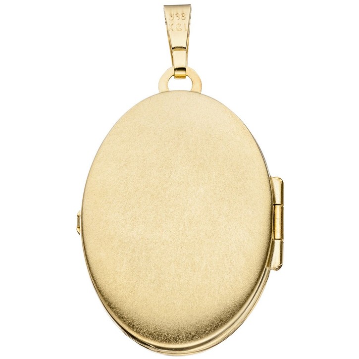 Medaillon Gravur Vögel 333 Gelbgold oval