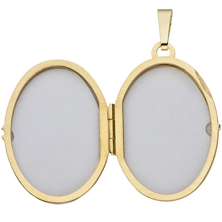Medaillon Gravur Vögel 333 Gelbgold oval