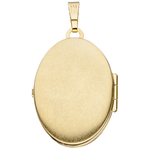 Medaillon Gravur Vögel 333 Gelbgold oval