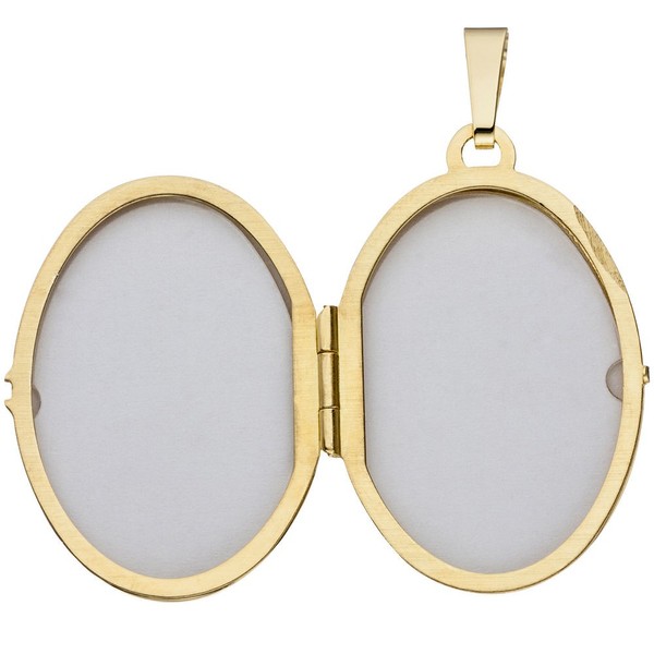 Medaillon Gravur Vögel 333 Gelbgold oval