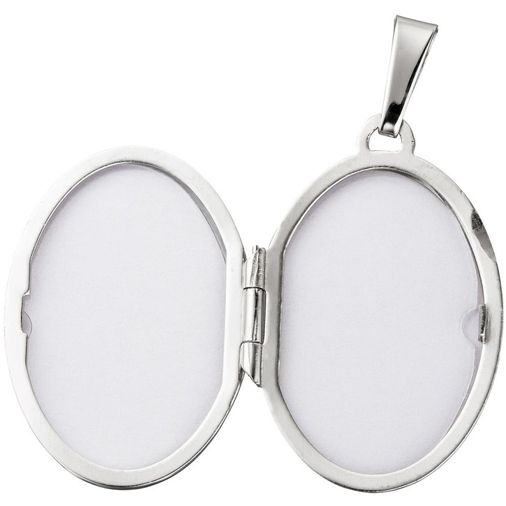 Medaillon aus 375 Weißgold oval Zirkonia weiß