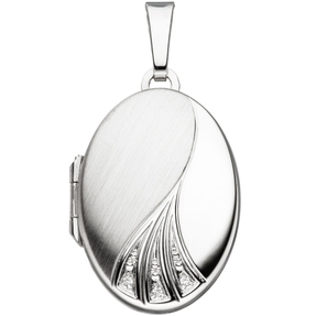 Medaillon Anhänger zum Öffnen aus 375 Gold Weißgold oval Zirkonia weiß Amulett Medaillon Anhänger zum Öffnen aus 375 Gold Weißgold oval Zirkonia weiß Amulett