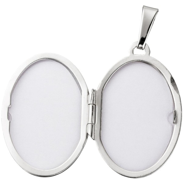 Medaillon aus 375 Weißgold oval Zirkonia weiß