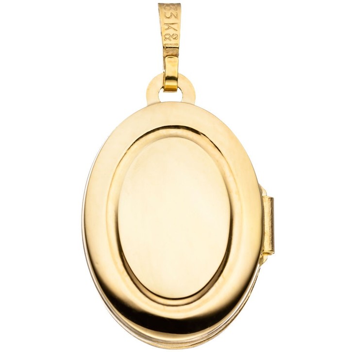 Medaillon aus 333 Gelbgold oval teilmattiert