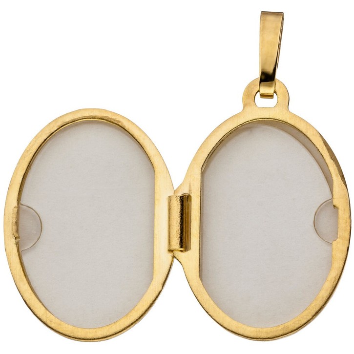 Medaillon aus 333 Gelbgold oval teilmattiert