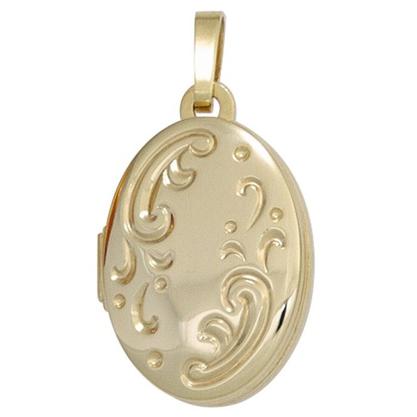 Medaillon aus 333 Gelbgold oval teilmattiert