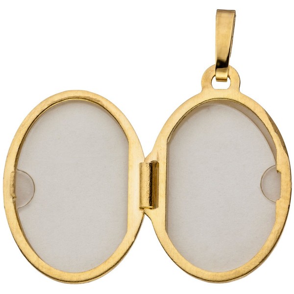 Medaillon aus 333 Gelbgold oval teilmattiert