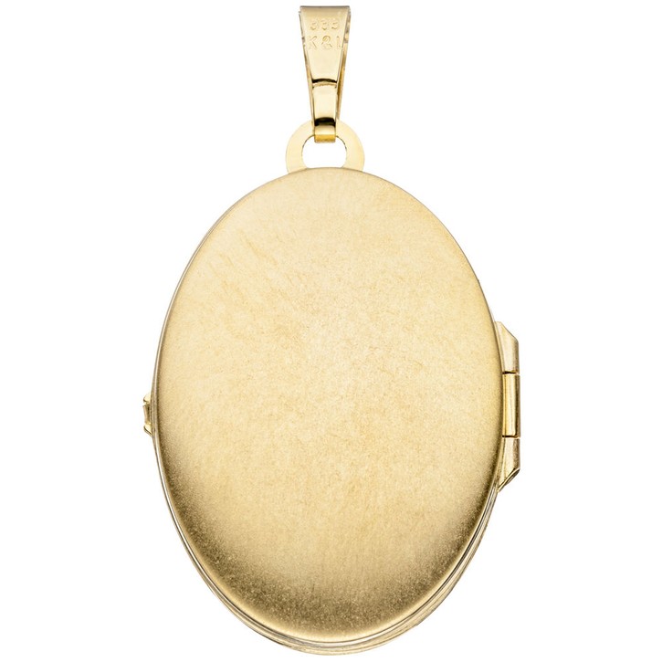 Medaillon aus 333 Gelbgold oval mit Zirkonia weiß