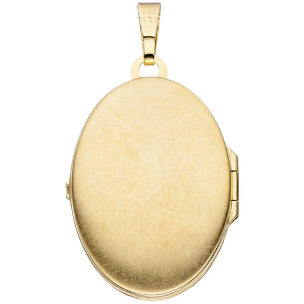Medaillon aus 333 Gelbgold oval mit Zirkonia weiß