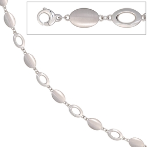10,7mm Halskette Collier Halsschmuck 585 Gold Weißgold teilmatt 44,5cm Damen 10,7mm Halskette Collier Halsschmuck 585 Gold Weißgold teilmatt 44,5cm Damen