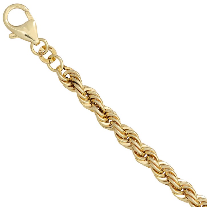 4,9mm Kordelarmband aus 585 Gelbgold 19cm