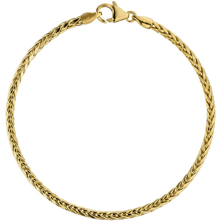 2,6mm Zopfarmband aus 585 Gelbgold 19cm