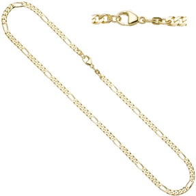 4,4mm Figarokette Kette Halskette Collier aus 585 Gold Gelbgold 45cm Goldkette