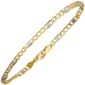 3,7mm Steg-Panzerarmband Armband Armkette aus 333 Gold Gelbgold 19cm Unisex