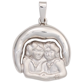 Sternzeichen Anhänger Zwilling aus 925 Silber teilmatt Halsschmuck Damen