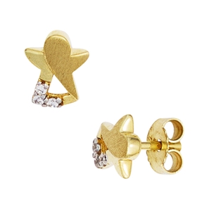 Ohrringe Ohrstecker Engel 333 Gold Gelbgold teilmatt Zirkonia Kinder