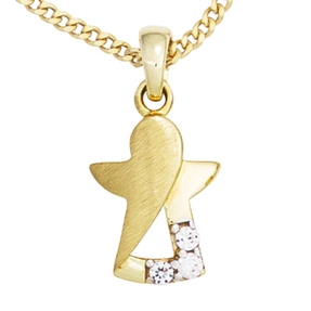 Anhänger Engel Schutzengel aus 333 Gold Gelbgold teilmatt Zirkonia Goldanhänger Anhänger Engel Schutzengel aus 333 Gold Gelbgold teilmatt Zirkonia Goldanhänger