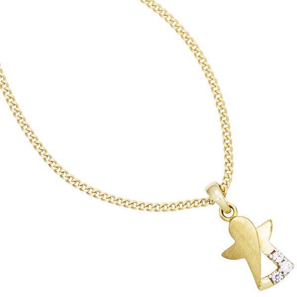 Anhänger Engel aus 333 Gelbgold teilmatt Zirkonia
