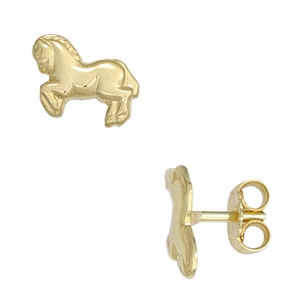 Paar Stecker Ohrstecker Pferd Pony Pferdchen 333 Gold Gelbgold Kinder Paar Stecker Ohrstecker Pferd Pony Pferdchen 333 Gold Gelbgold Kinder