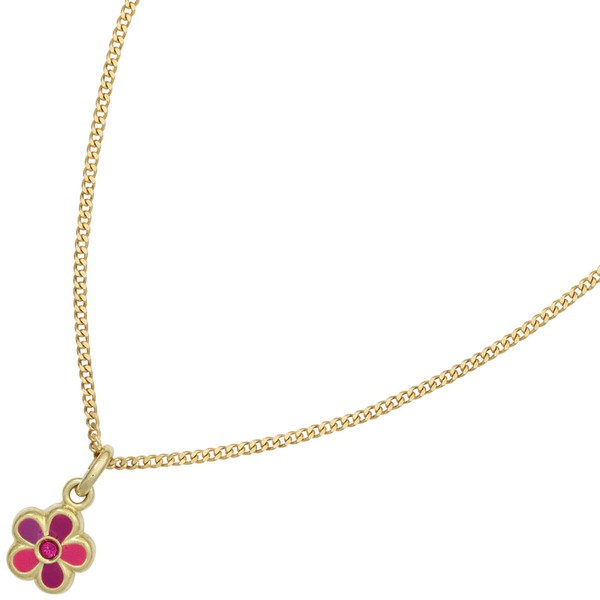 Anhänger Blume aus 333 Gelbgold rot pink