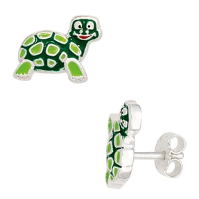Ohrringe Stecker Ohrstecker Schildkröte grün lackiert 925 Silber Kinder Ohrringe Stecker Ohrstecker Schildkröte grün lackiert 925 Silber Kinder