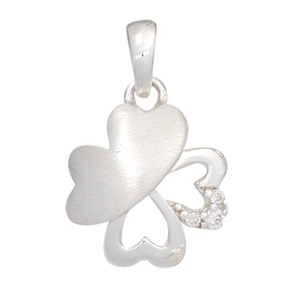 Anhänger Kleeblatt Schmetterling 925 Silber teilmatt Zirkonia weiß Kinder