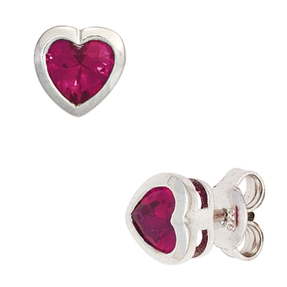 Paar Stecker Ohrstecker Herz Herzchen 925 Silber Zirkonia pink Kinder