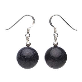 Ohrringe Ohrhänger aus Blaufluss dunkel blau Ohrschmuck Damen Ø 14mm