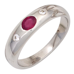 Ring Damenring Rubin rot oval Zirkonia weiß 925 Silber schlicht Silberring Ring Damenring Rubin rot oval Zirkonia weiß 925 Silber schlicht Silberring