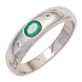 Ring Damenring Smaragd oval grün Zirkonia weiß 925 Silber schlicht Silberring
