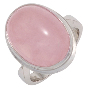Ring Damenring mit Edelstein Rosenquarz oval 925 Silber schlicht Silberring
