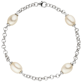 Armband Armkette Armschmuck Süßwasser Perlen 925 Silber Damen 19cm