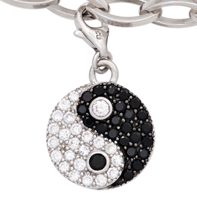 Anhänger Einhänger Charm Ying Yang 925 Silber Zirkonia schwarz weiß Damen