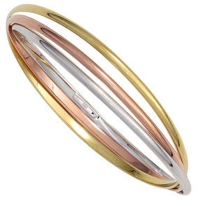 Armband Armreif 67,1mm 925 Silber 3-reihig teilvergoldet weiß gelb rot Damen