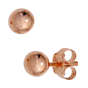 Paar Ohrstecker Kugel 5mm aus 925 Silber rotvergoldet Ohrschmuck Damen
