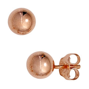 Paar Ohrstecker Kugel 6mm aus 925 Silber rotvergoldet Ohrschmuck Damen