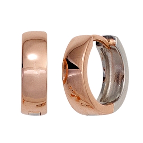 Creolen 13mm Ohrringe 925 Silber rund teilrotvergoldet Ohrschmuck Damen