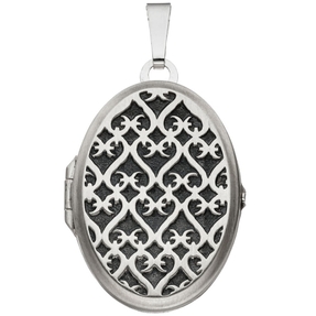 Medaillon Anhänger zum Öffnen 925 Silber asiatische Muster schwarz Amulett