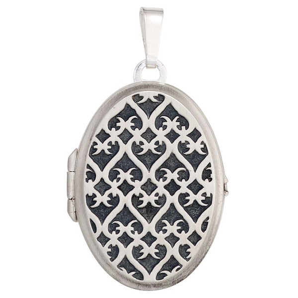 Medaillon aus 925 Silber asiatische Muster schwarz