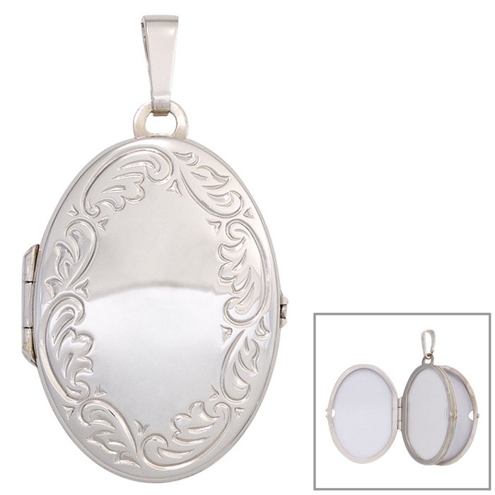 Medaillon Muster am Rand 925 Silber oval