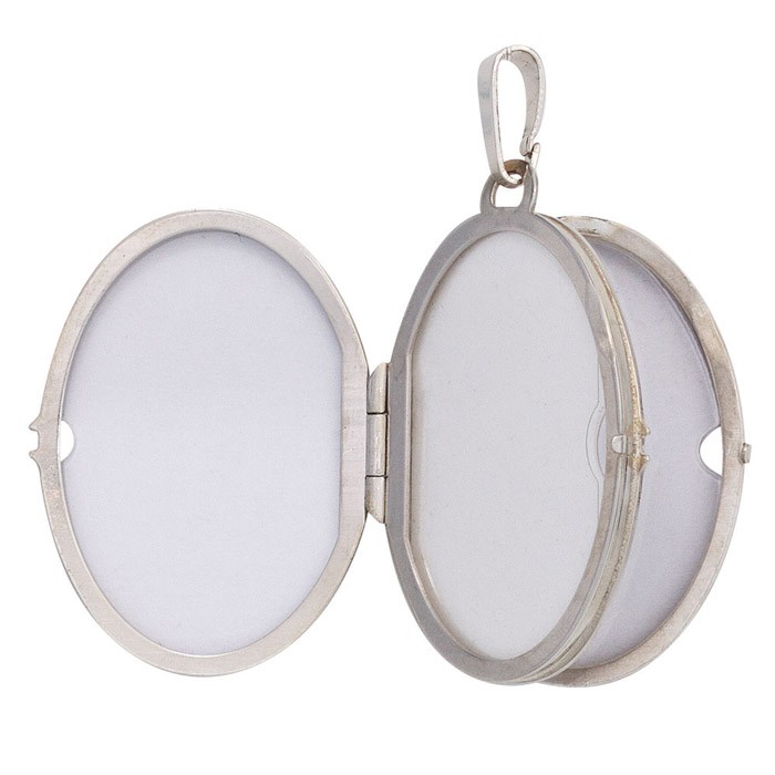 Medaillon Muster am Rand 925 Silber oval