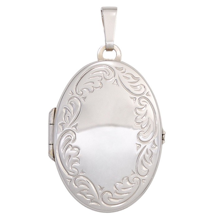 Medaillon Muster am Rand 925 Silber oval